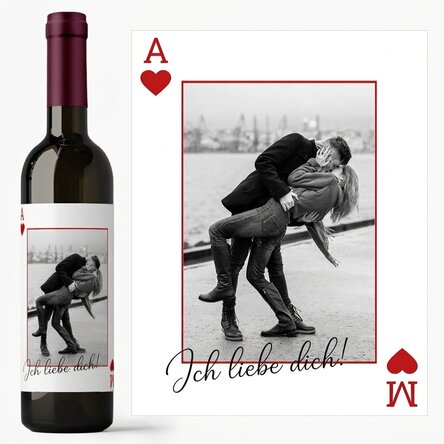 Personalisierter Wein mit Text und einem Foto – I love you!