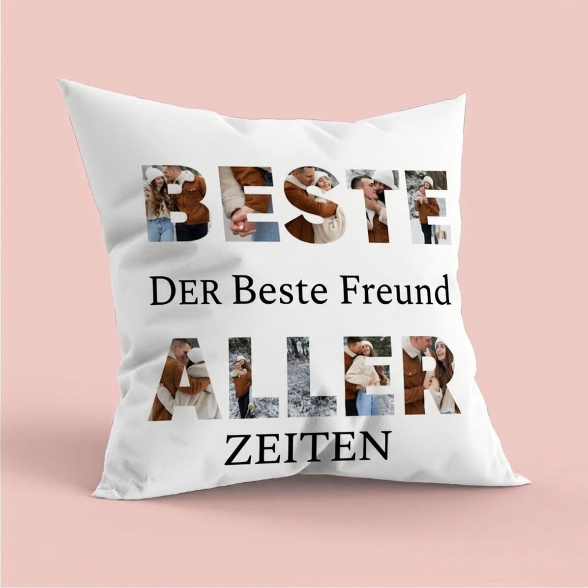 Personalisiertes Kissen mit 8 Fotos und Text – Best
