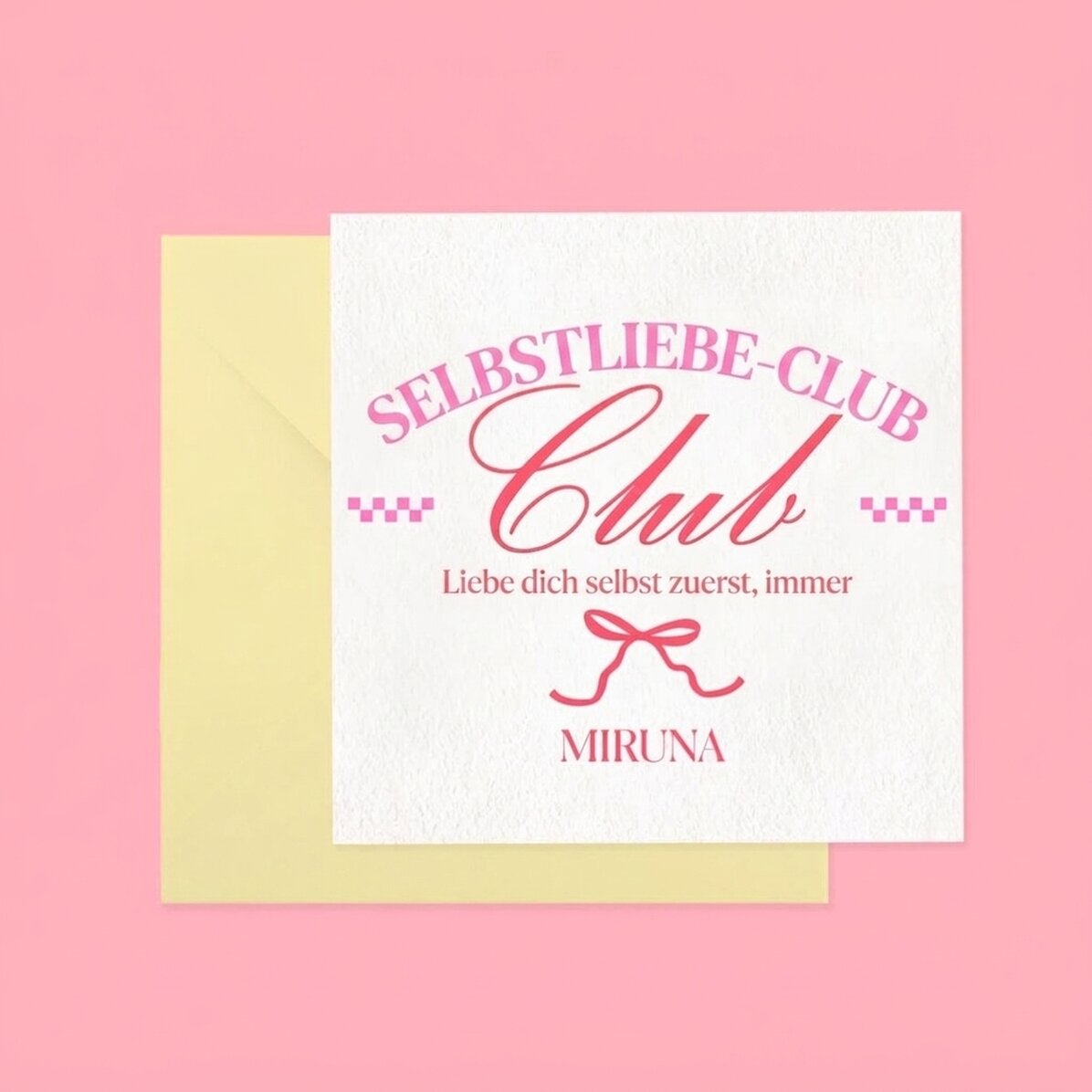 Individuell gestaltete quadratische Karte mit Text – Self Love Club