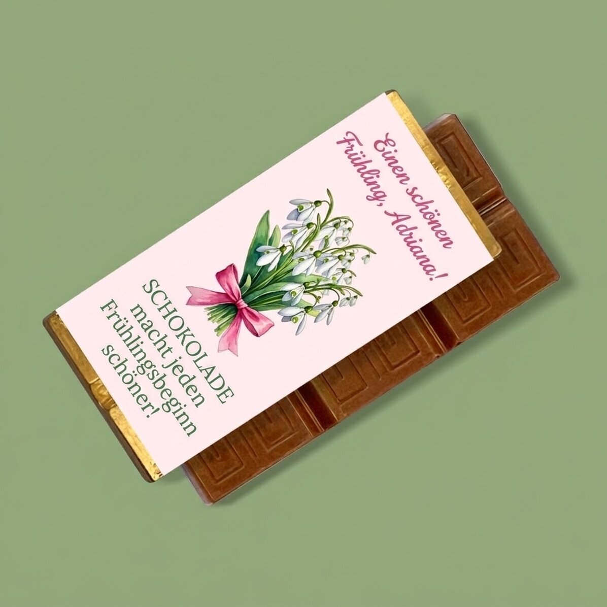 Personalisierte Mini-Schokoladentafel mit Botschaft – Frühling
