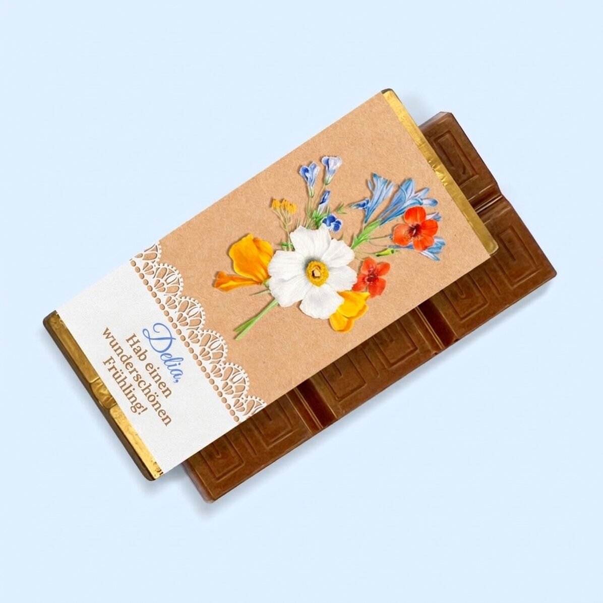 Personalisierte Mini-Schokoladentafel mit Botschaft – Schöner Frühling