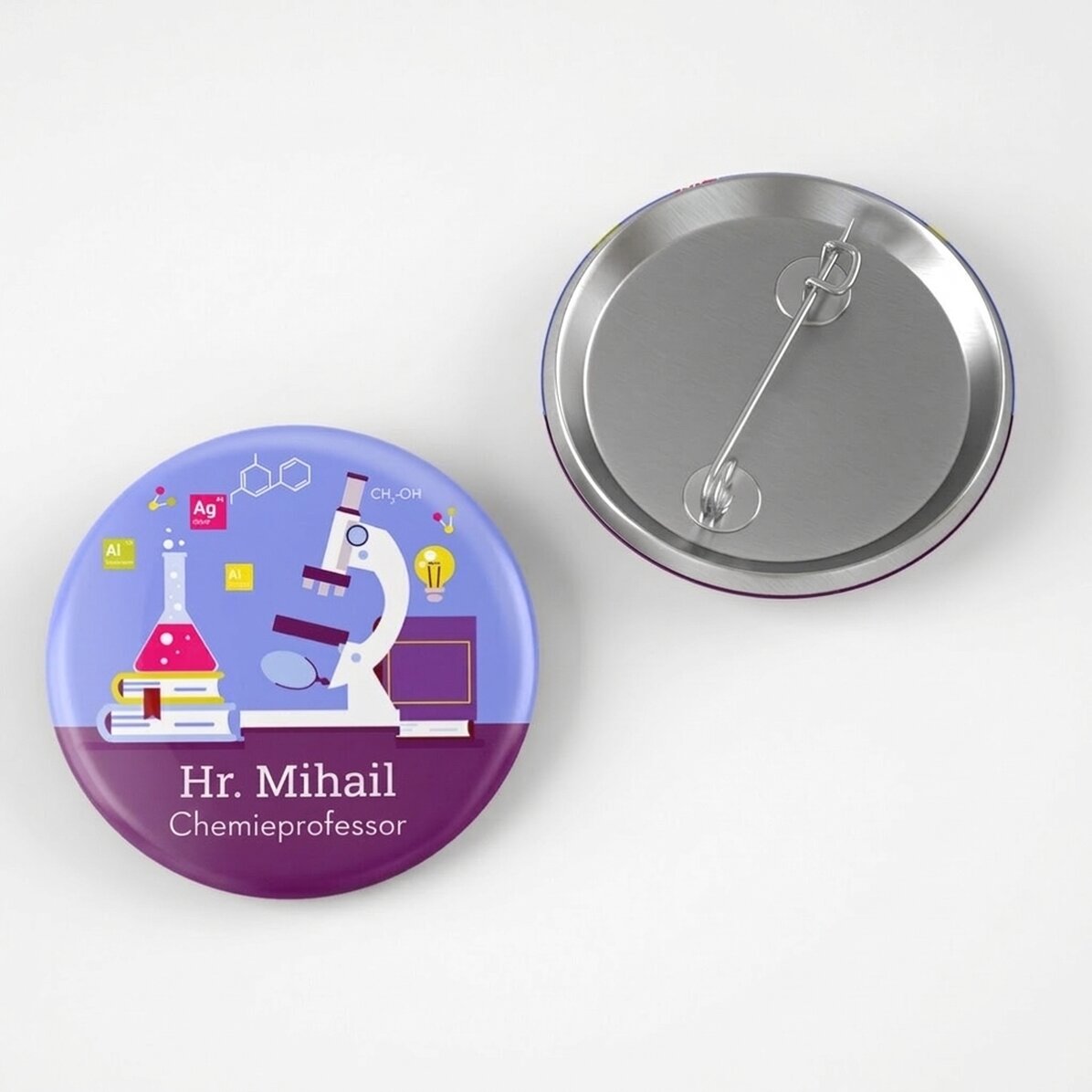 Personalisiertes Button mit Text – Chemielehrer