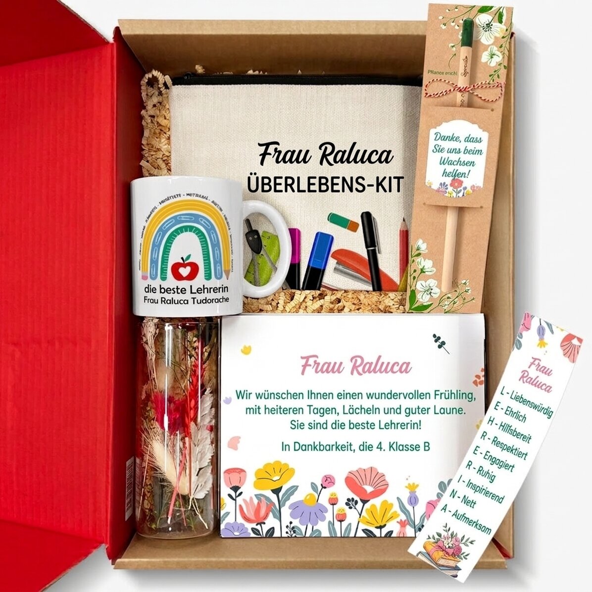 Personalisiertes Geschenkset für die Lehrerin – Dankbarkeit