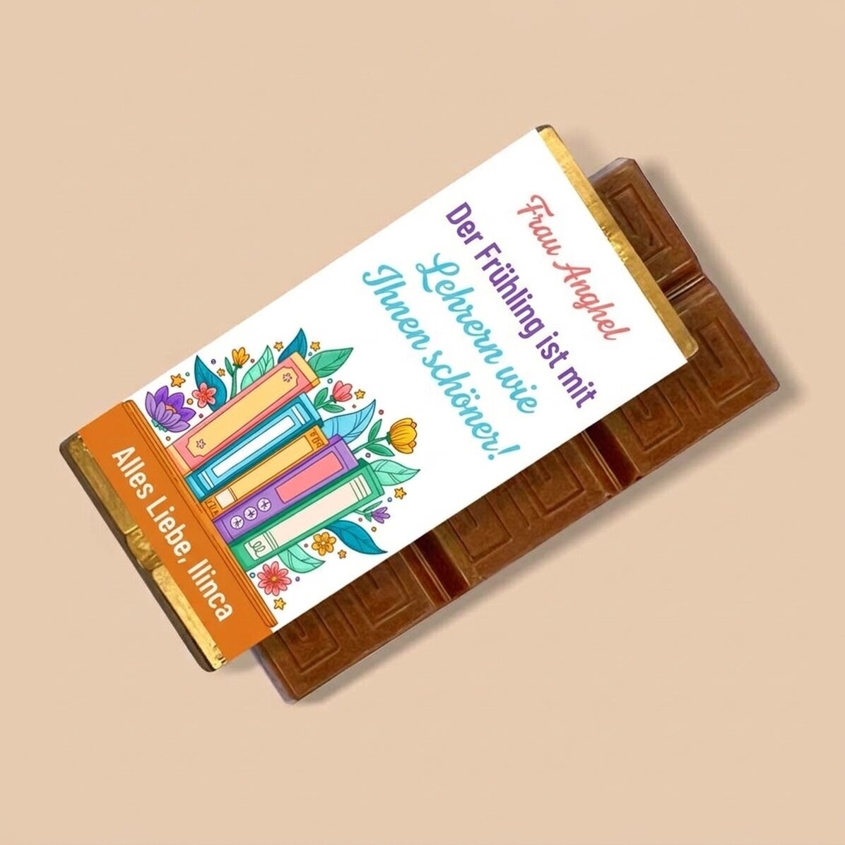Personalisierte Mini-Schokoladentafel mit Text für Lehrerinnen