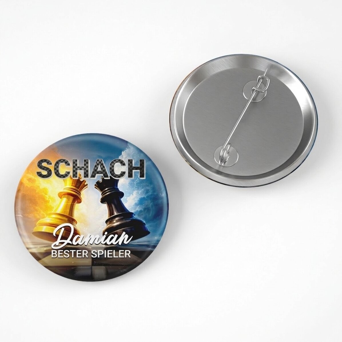 Personalisiertes Button mit Text – Schachspieler
