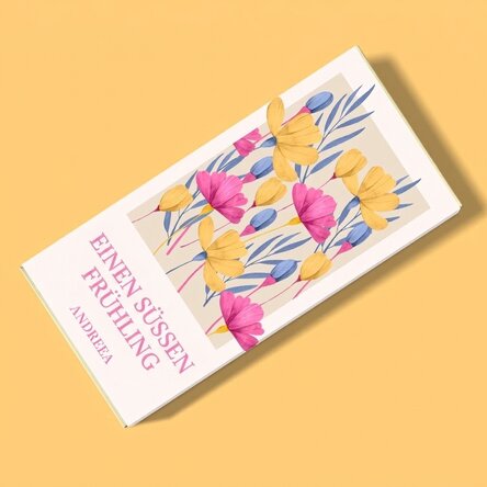 Personalisierte Schokolade mit Text – Frühlingsblumen