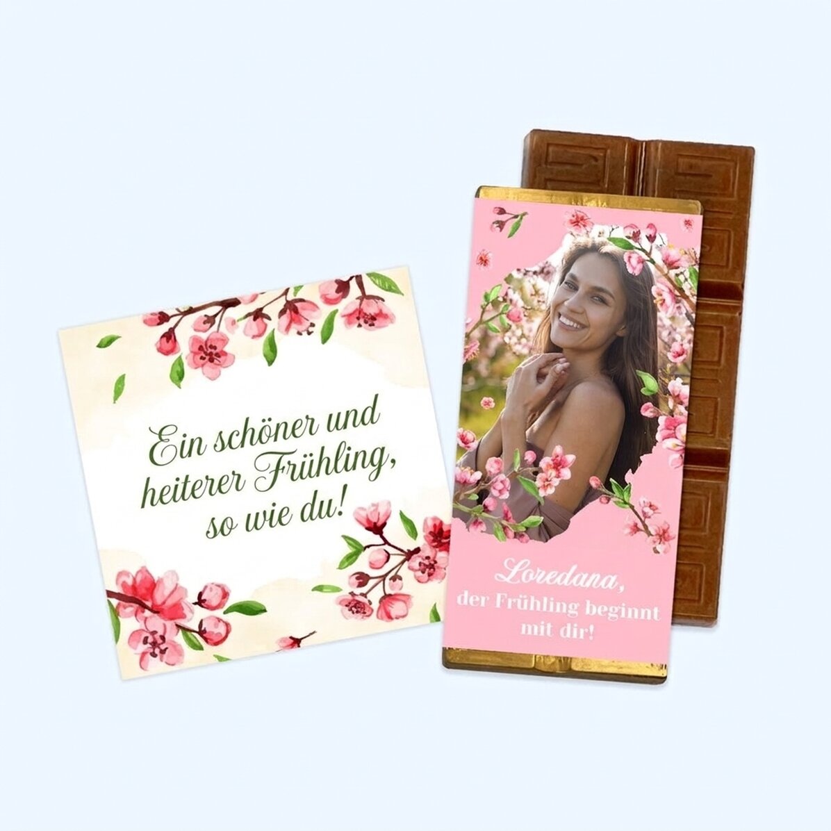 Frühlings-Geschenkset mit Magnet und personalisierter Mini-Schokoladentafel