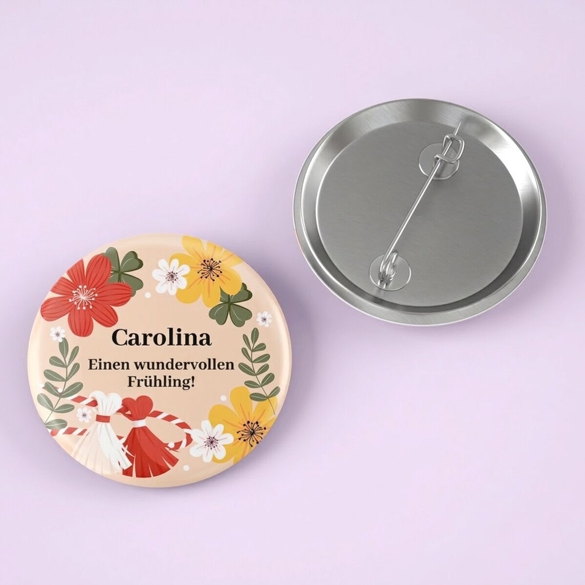 Personalisiertes Button mit Namen und Text