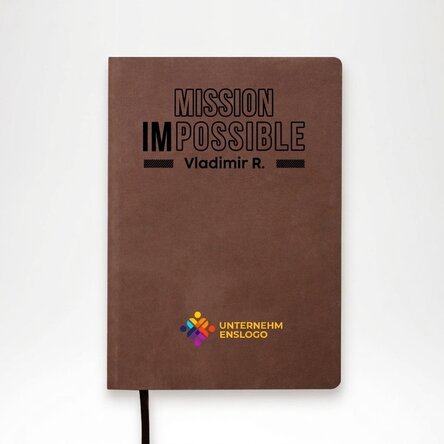Personalisierter, farbiger Lederkalender mit Logo und Namen – Mission possible