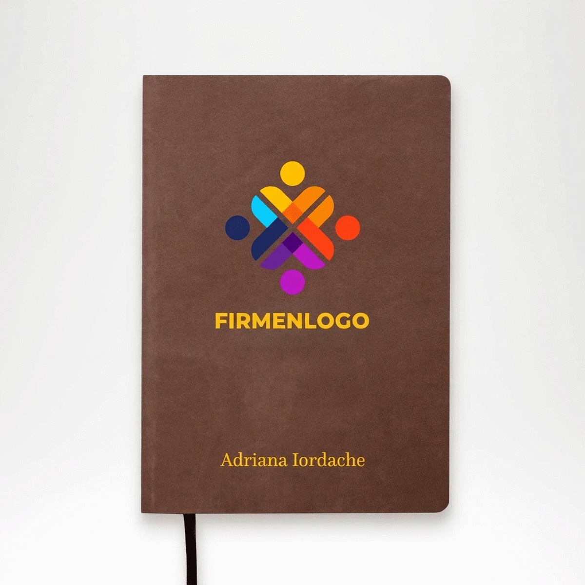 Personalisierter, farbiger Leder-Terminkalender mit Logo und Text