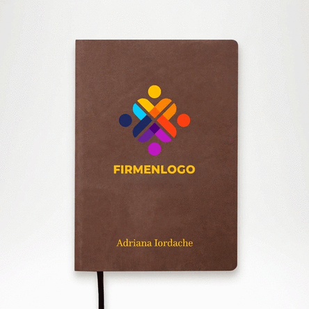 Personalisierter, farbiger Leder-Terminkalender mit Logo und Text