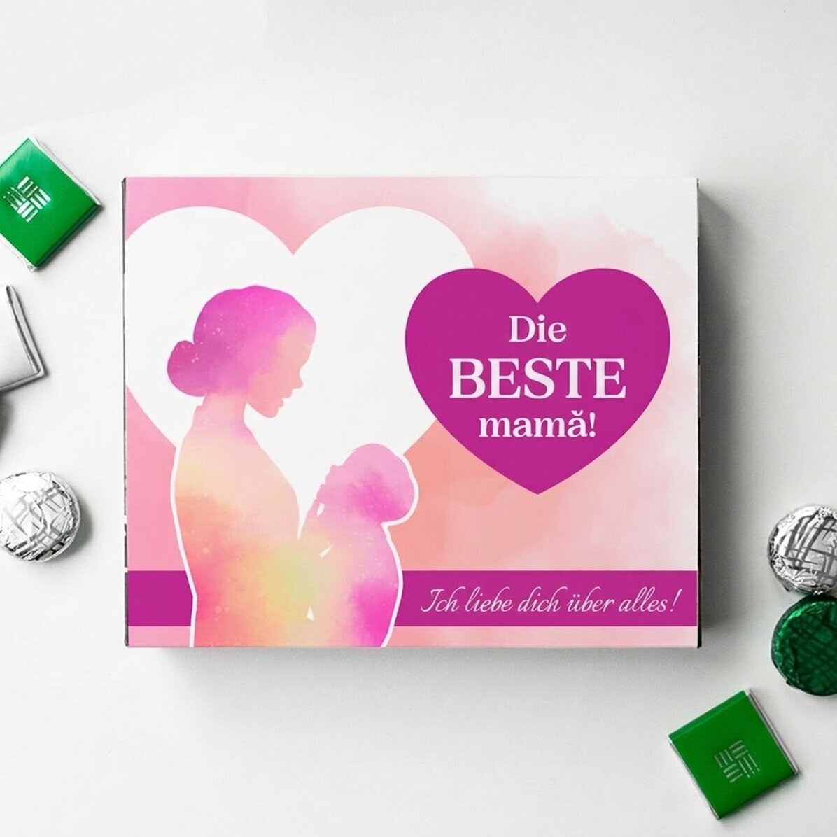 Personalisierte Pralinenschachtel mit Botschaft – Mama