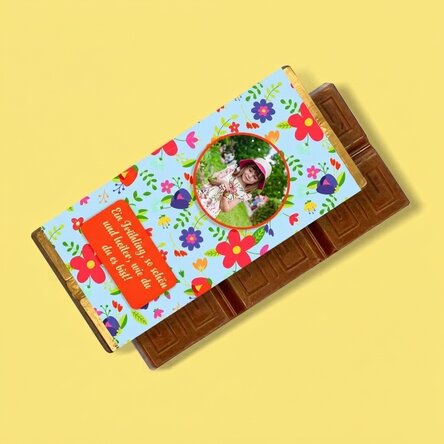 Personalisierte Mini-Schokoladentafel mit Botschaft und Foto – Pretty Flowers