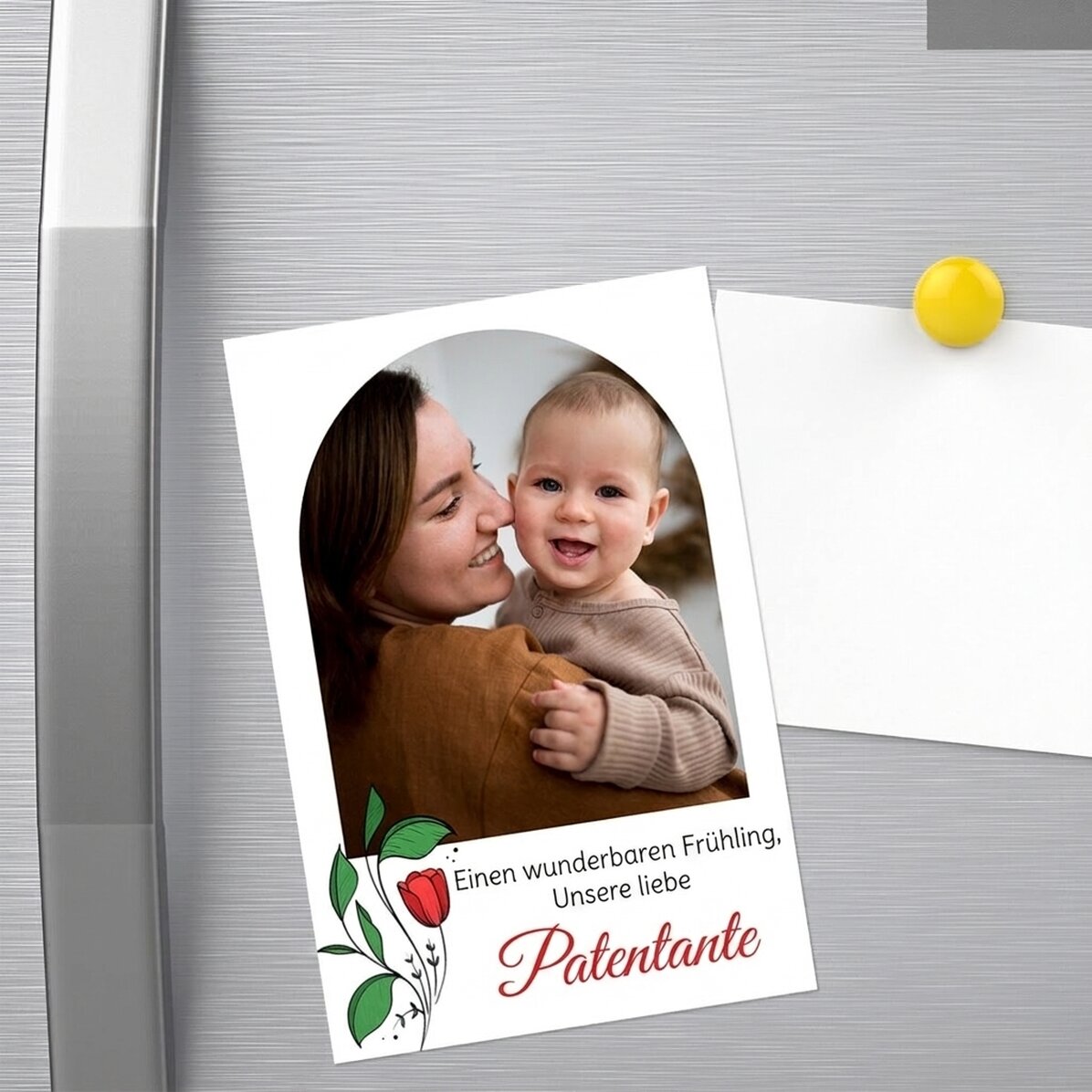 Individuell gestalteter Magnet (10 x 15 cm) mit Foto und Botschaft – Blumen für dich