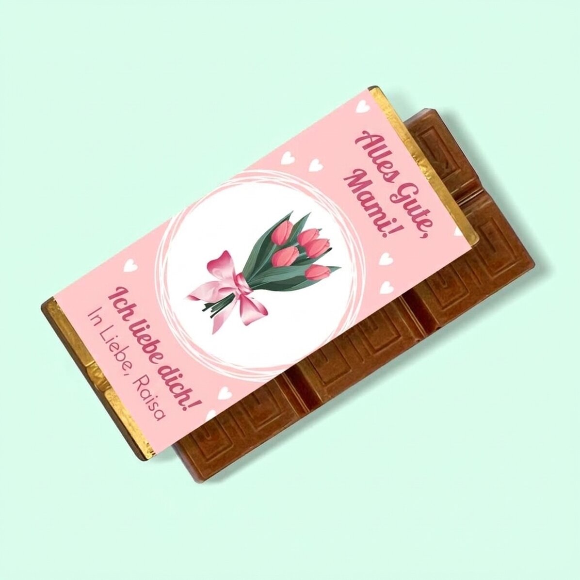 Personalisierte Mini-Schokoladentafel mit Botschaft – Flowers
