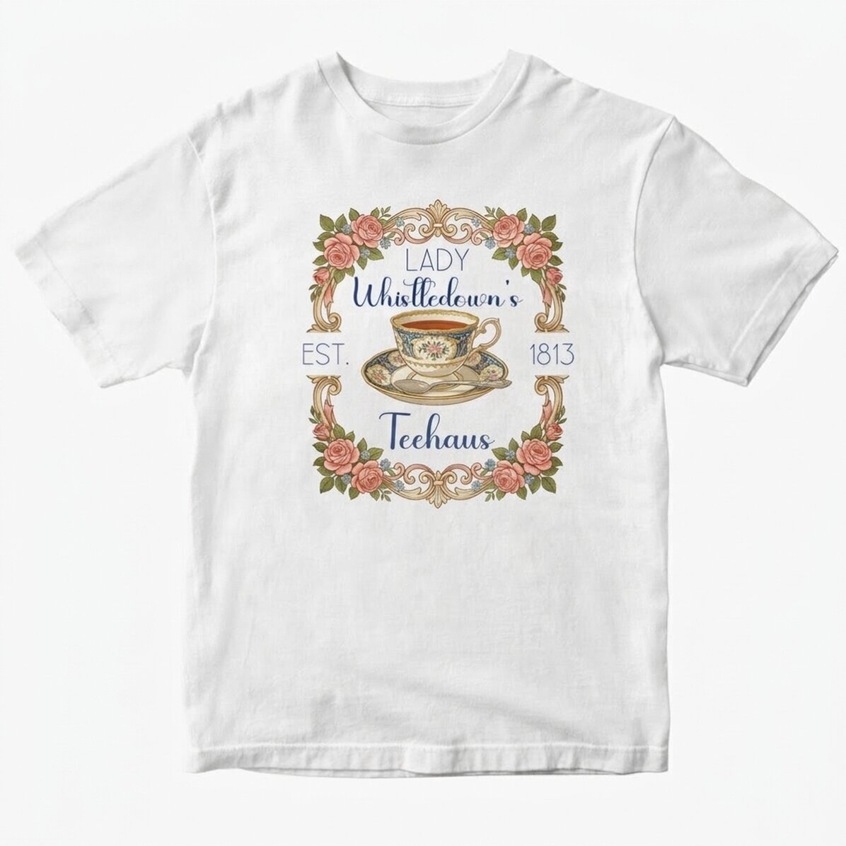 Personalisiertes Baumwoll-T-Shirt mit Aufdruck – Tea House