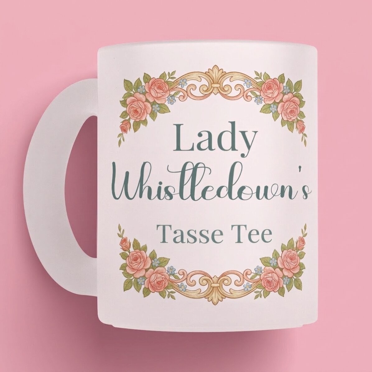 Personalisierte Tasse mit Foto und Text – Bridgerton-Stil