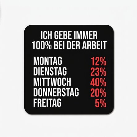 Glasuntersetzer mit Aufdruck – 100 % at work