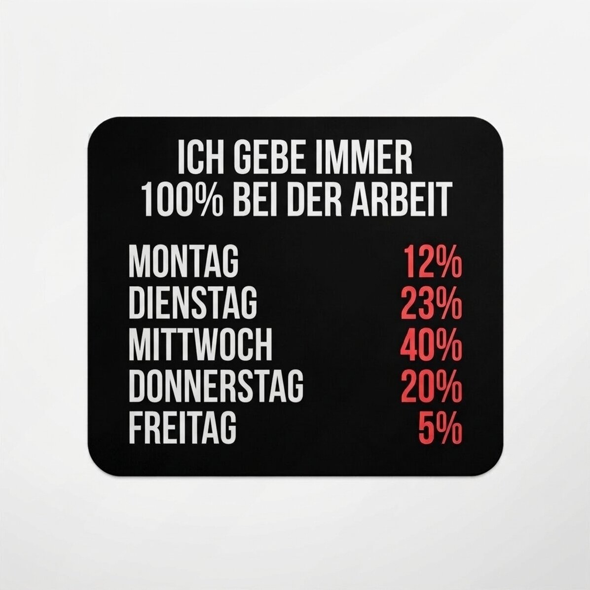 Mauspad mit Aufdruck – 100 % bei der Arbeit