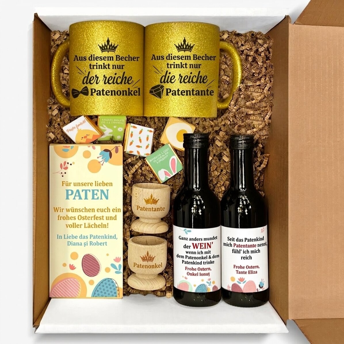 Personalisiertes Geschenkset für Paten – Frohe Ostern