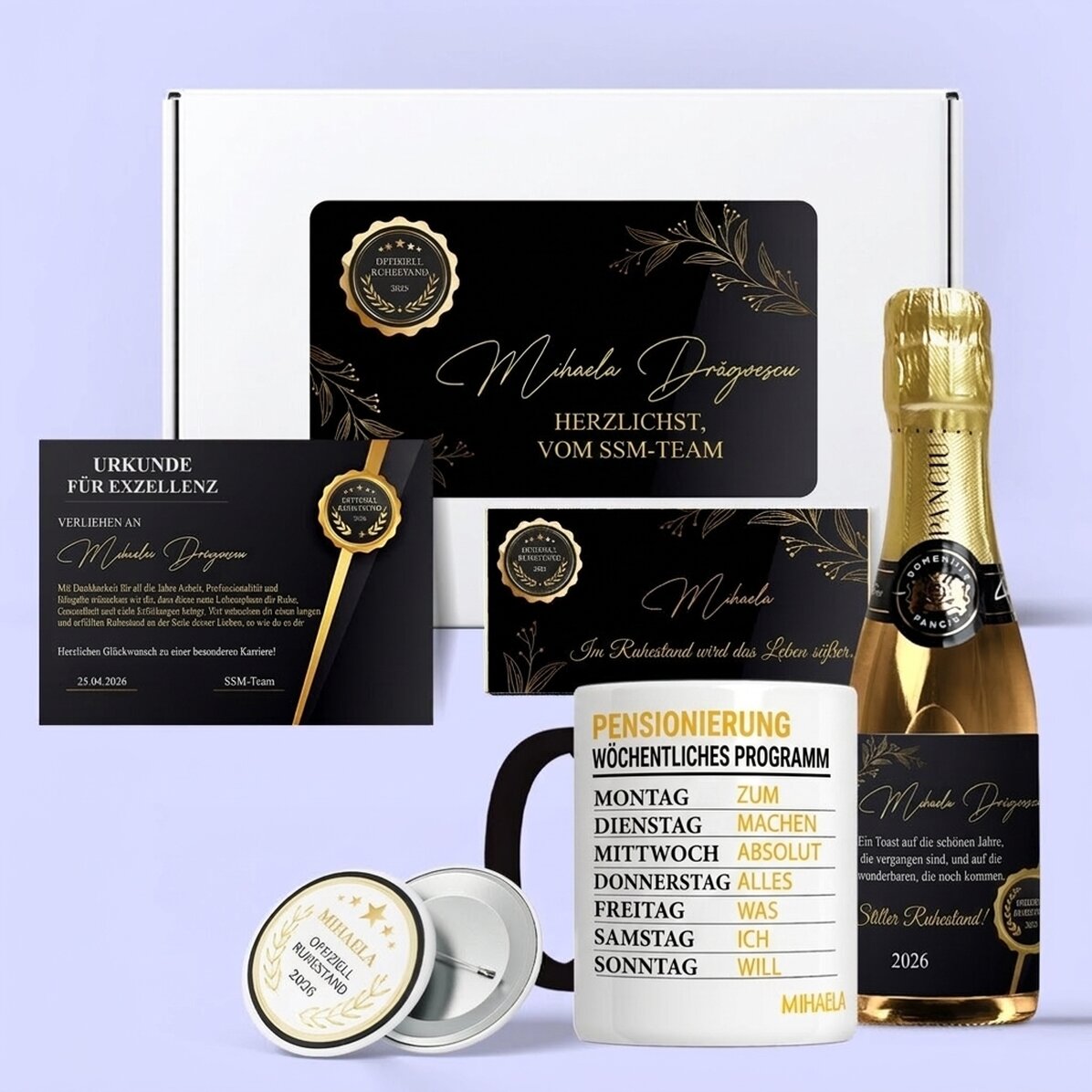 Personalisiertes Geschenkset zum Ruhestand