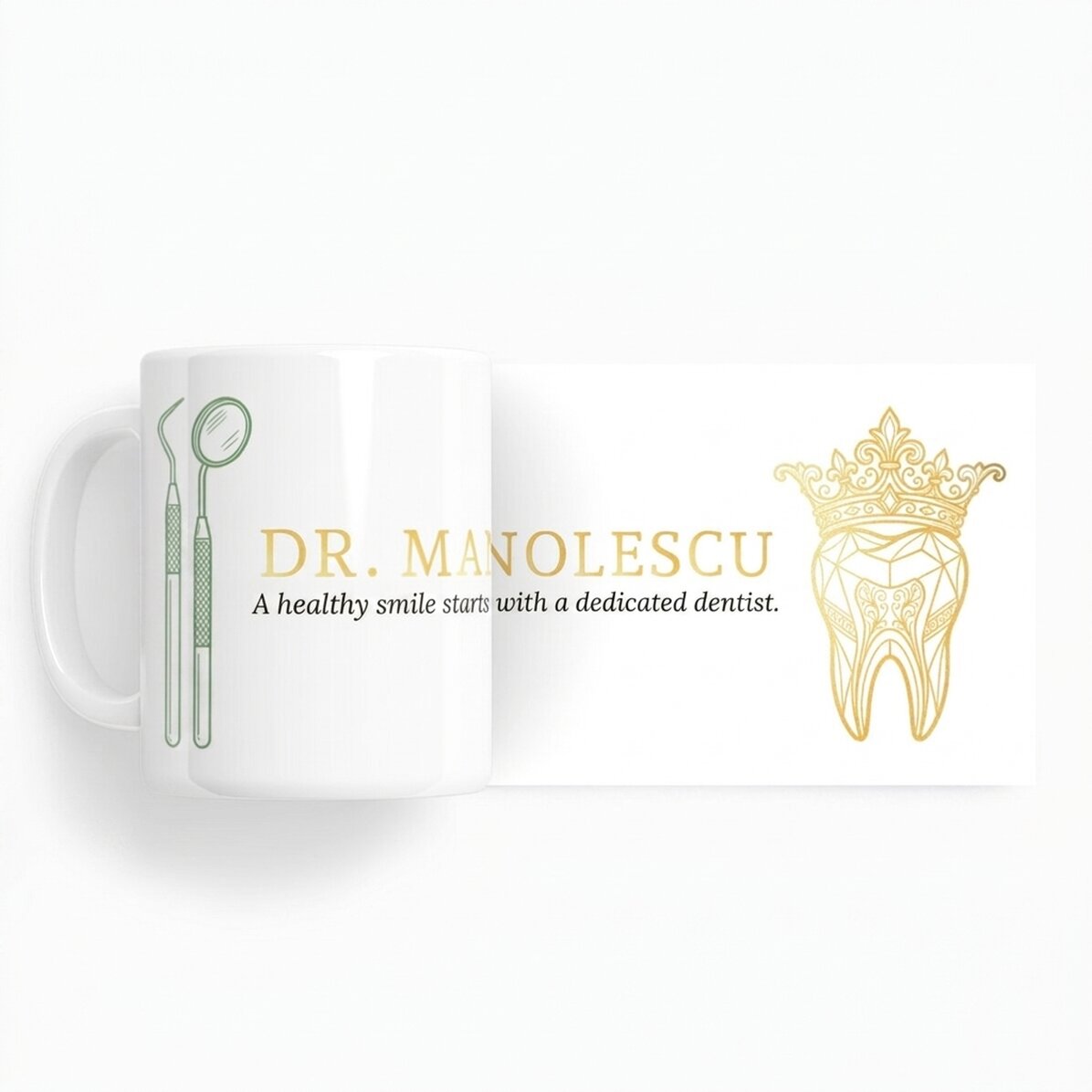 Personalisierte Tasse mit Text – Golden Dentist