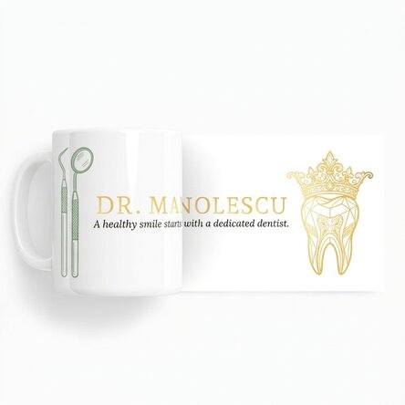 Personalisierte Tasse mit Text – Golden Dentist