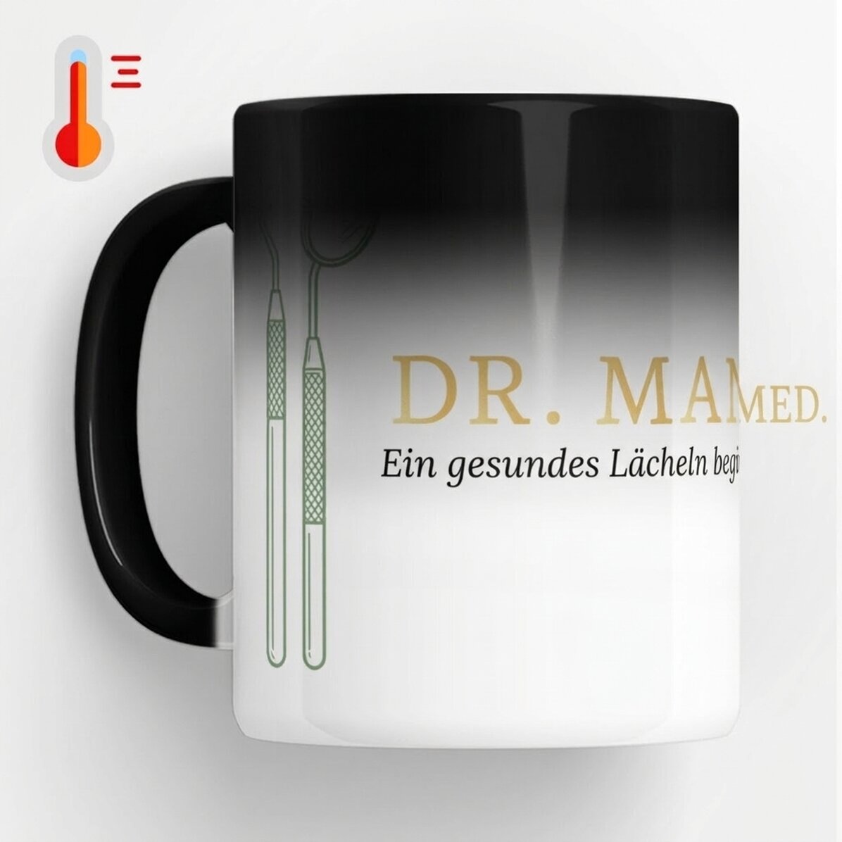 Personalisierte Zaubertasse mit Text – Golden Dentist