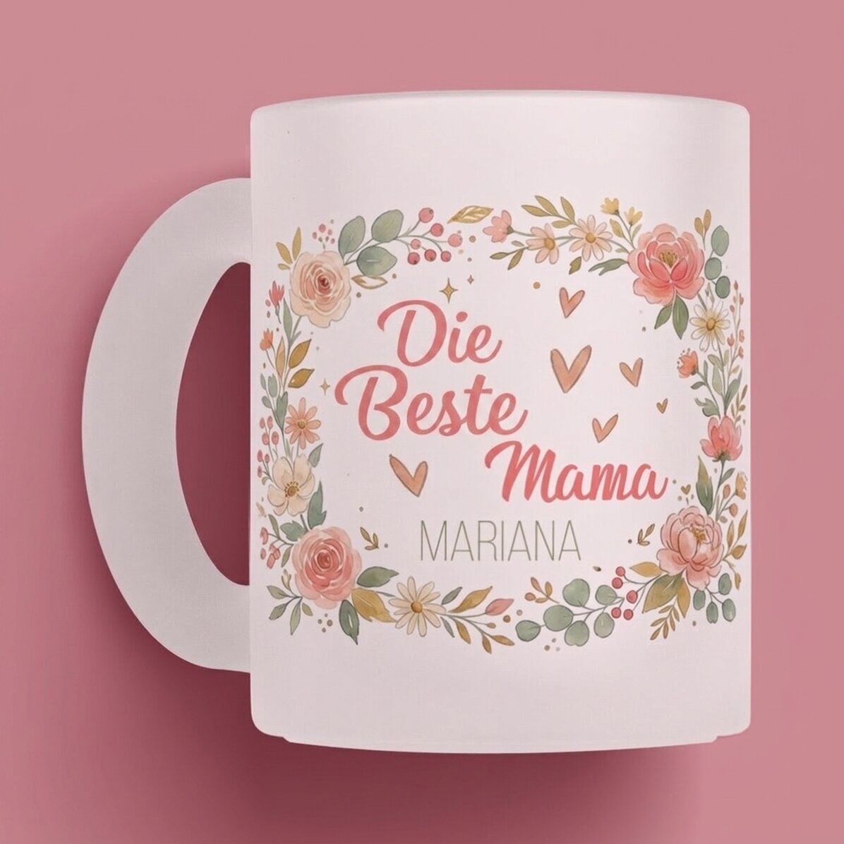 Personalisierter Glasbecher mit Aufdruck – Die beste Mama