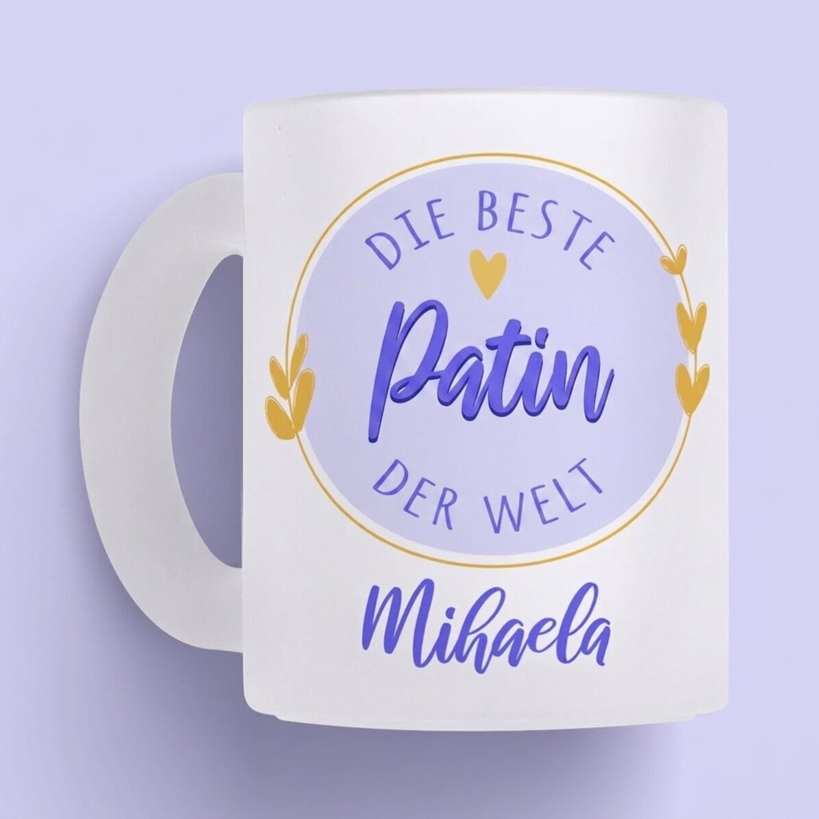 Personalisierter Glasbecher mit Text – Die beste Patin