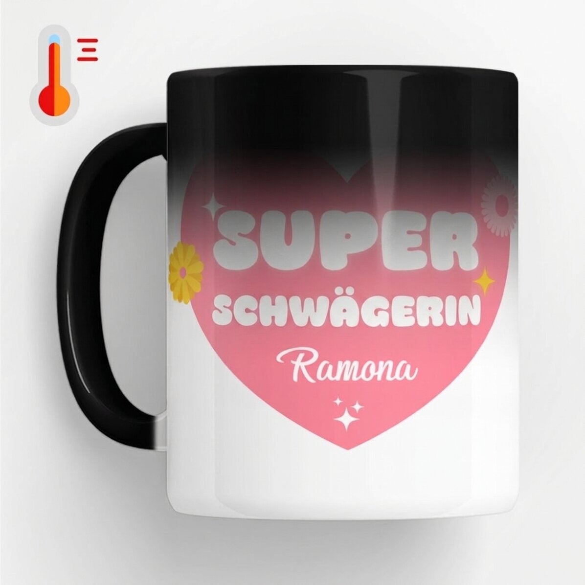 Personalisierte Zaubertasse mit Aufdruck – „Super Schwägerin“