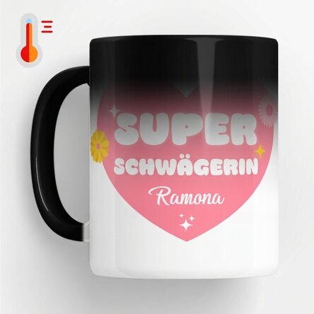 Personalisierte Zaubertasse mit Aufdruck – „Super Schwägerin“
