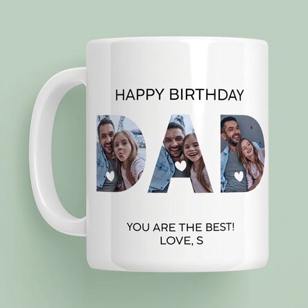 Personalisierte Tasse mit Fotos und einer Botschaft – Dad