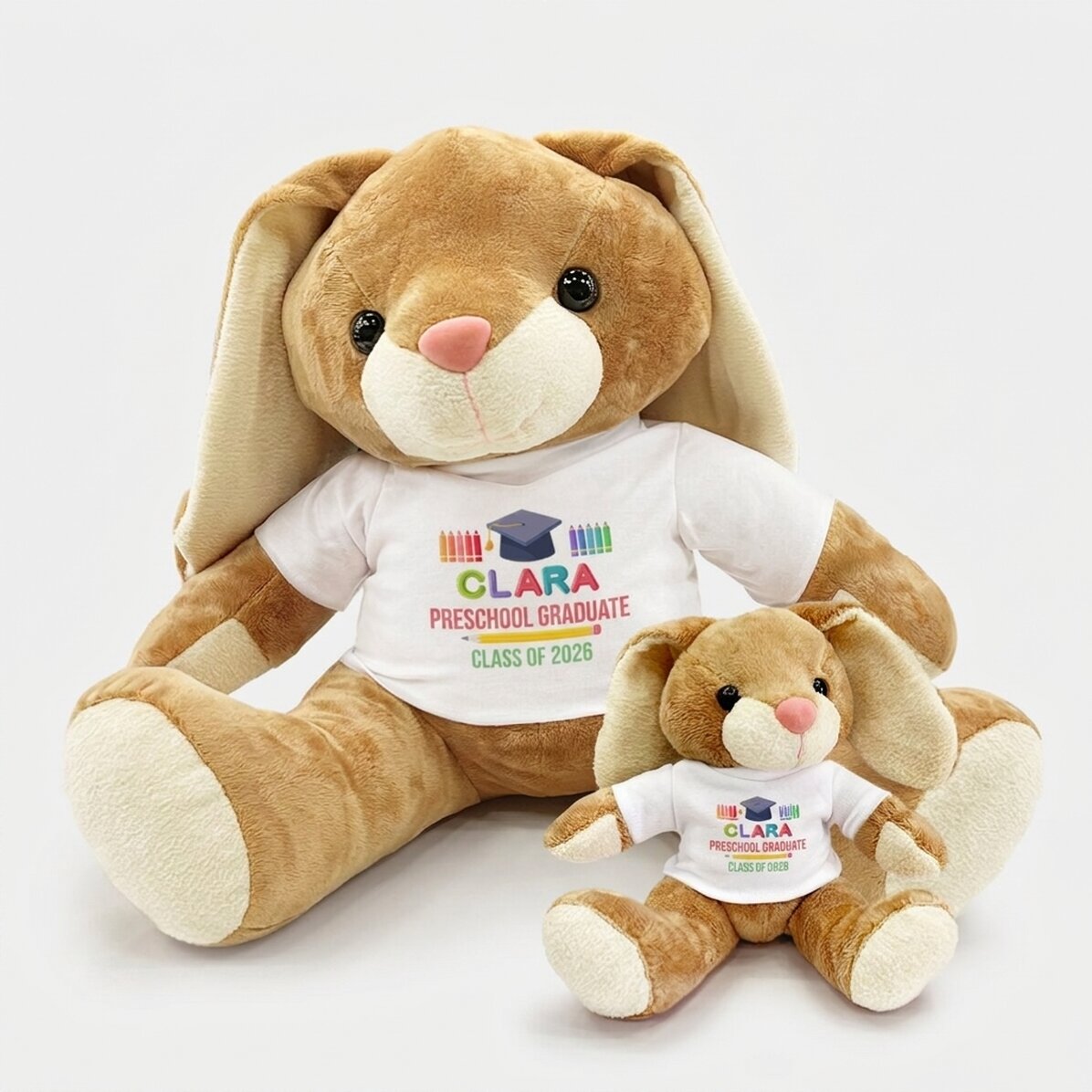 Plus personalisiertes Hasen-Geschenk mit Botschaft – Schulabschluss