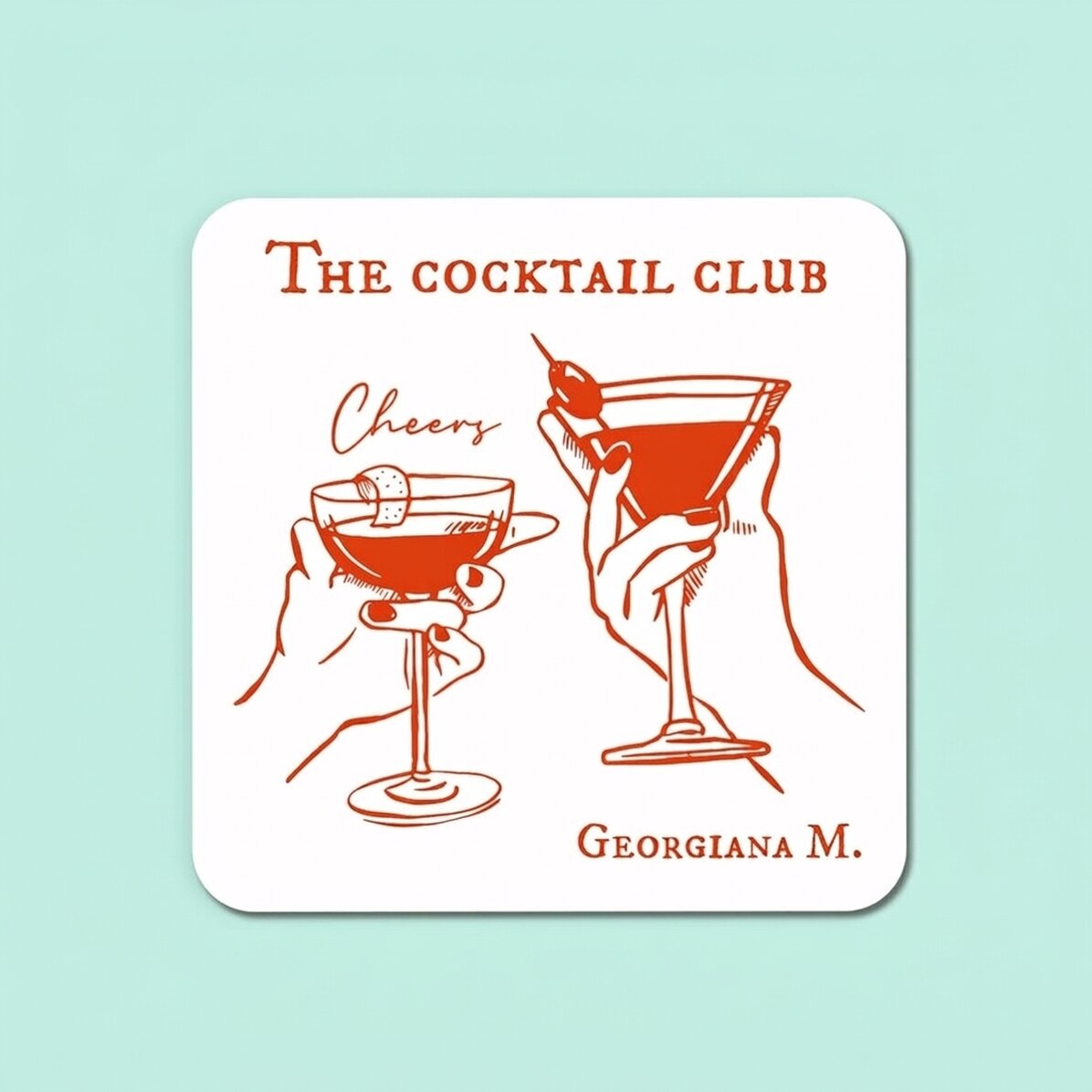Personalisierter Untersetzer mit Namen – The Cocktail Club