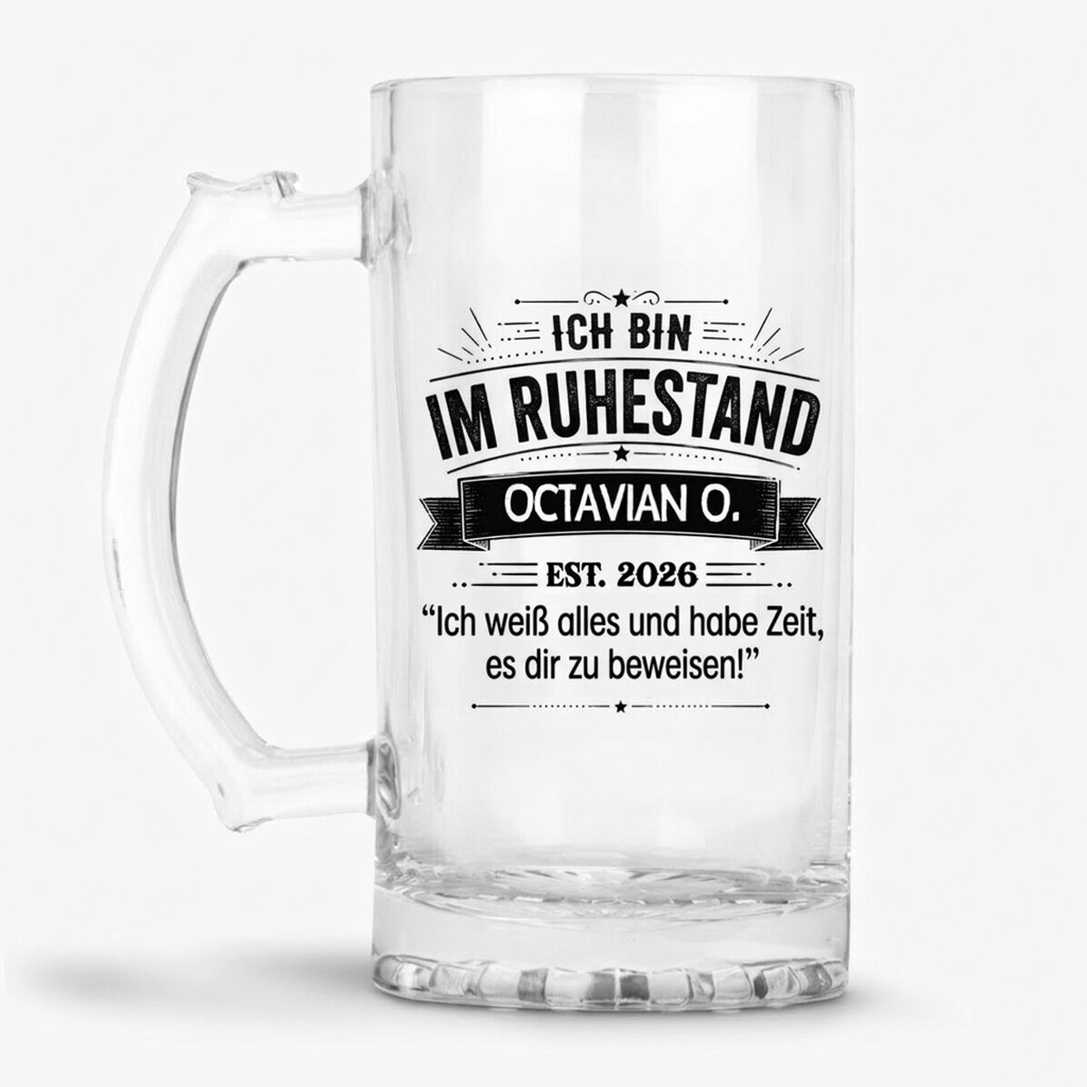 Personalisierter Bierkrug mit Text – Rentner