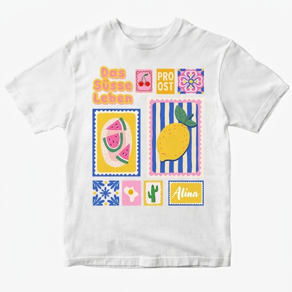 Personalisiertes Baumwoll-T-Shirt mit Namen – Summer