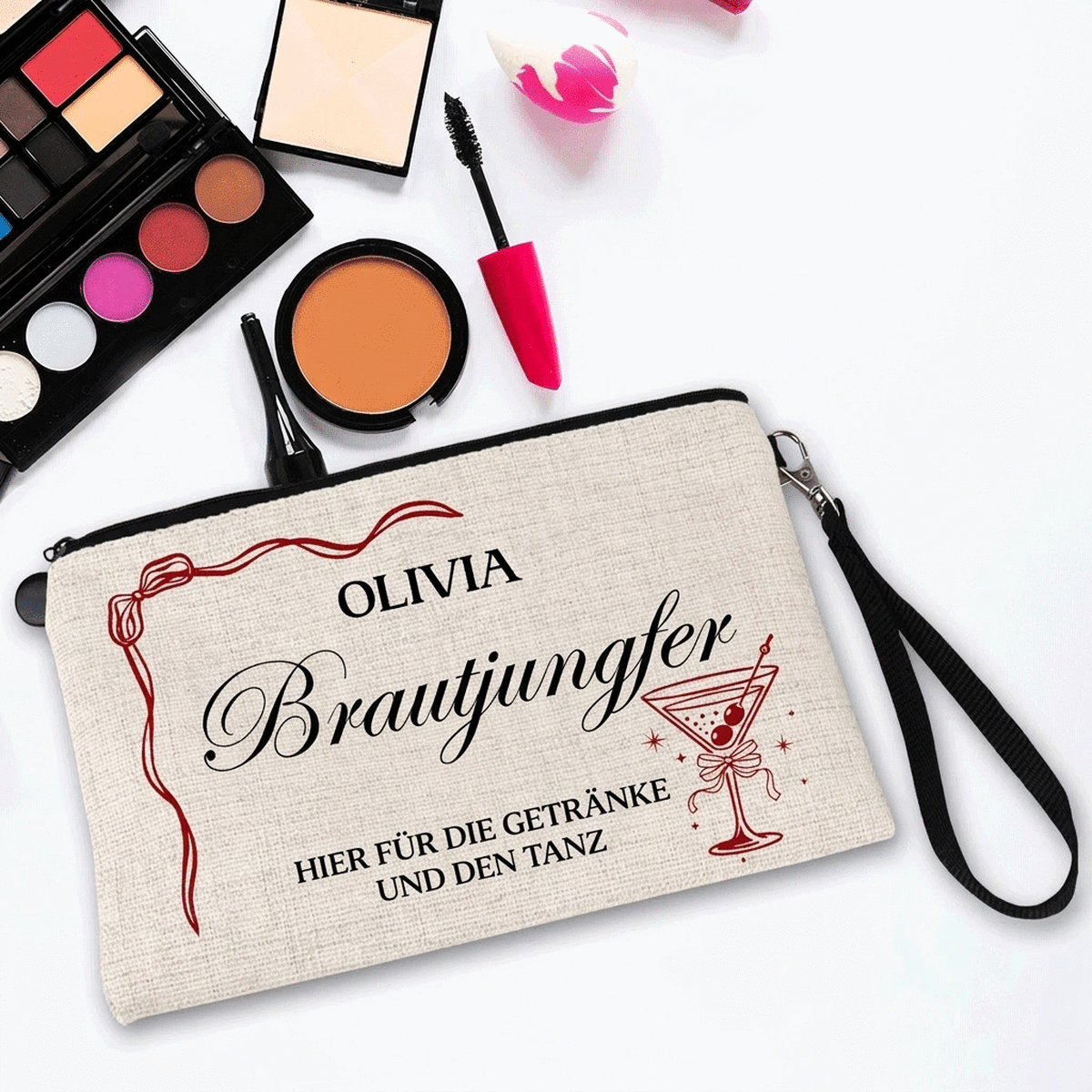 Individuell gestaltetes Make-up-Set mit Schriftzug – Das Brautteam