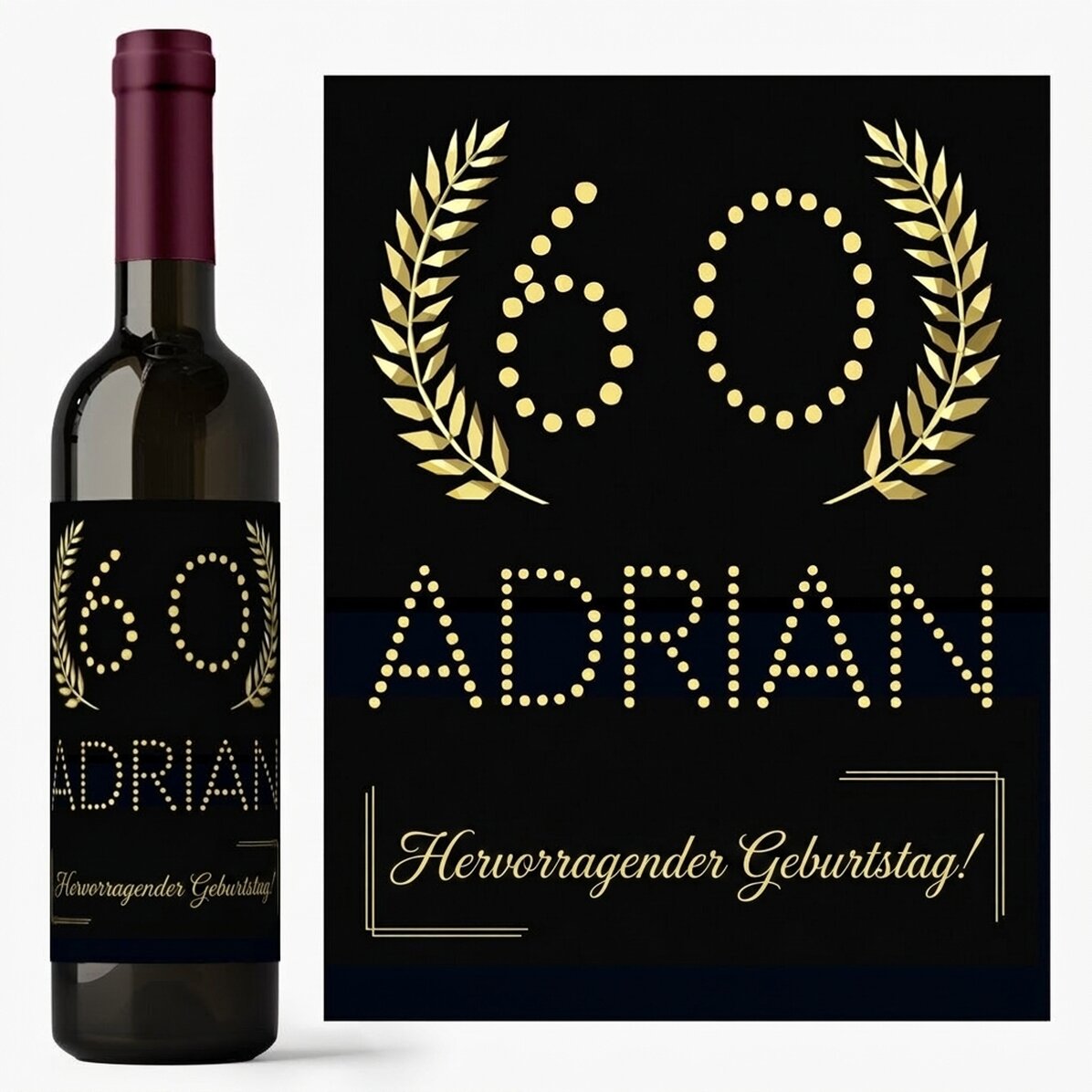 Wein mit individueller Beschriftung – Gold