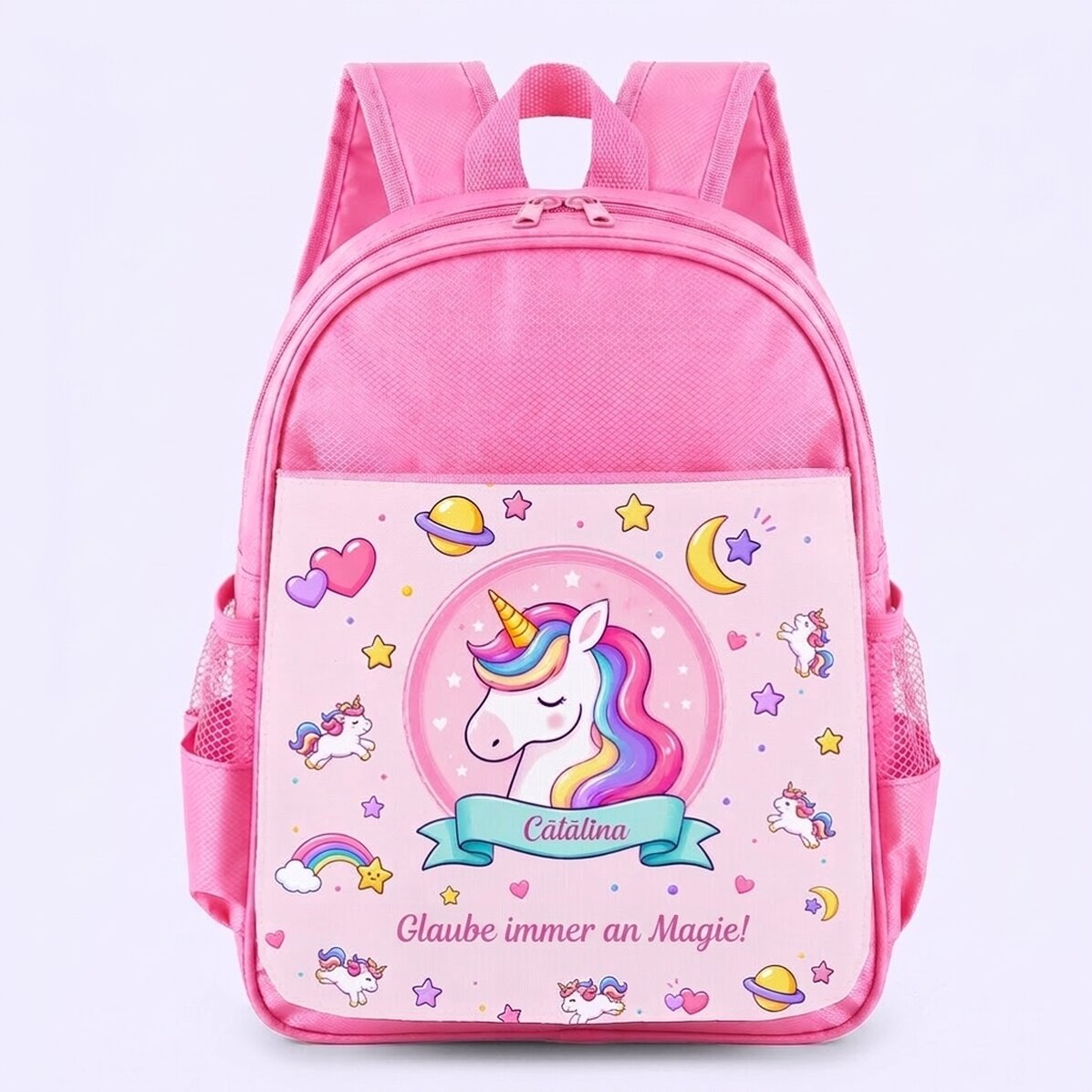 Personalisierter Schulranzen mit Text – Einhorn