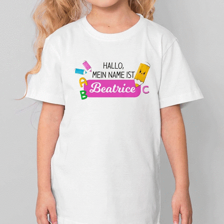 Mit Namen personalisiertes Baumwoll-T-Shirt für Kinder – My name is