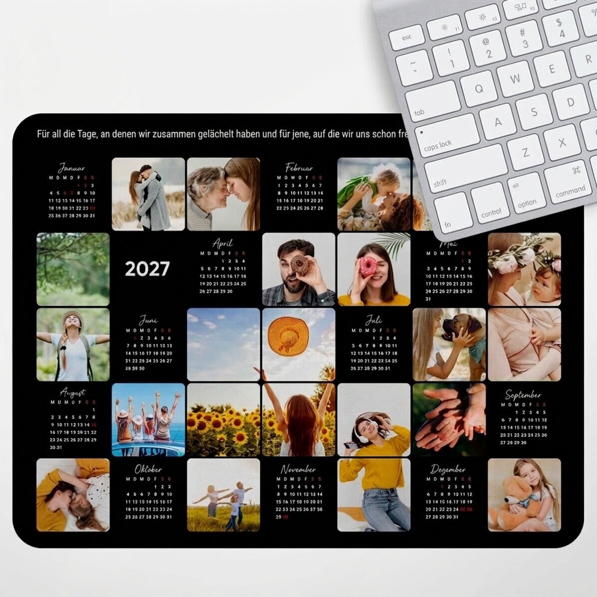 Individuell gestaltetes XL-Mauspad mit Fotos und einer Botschaft – Kalender