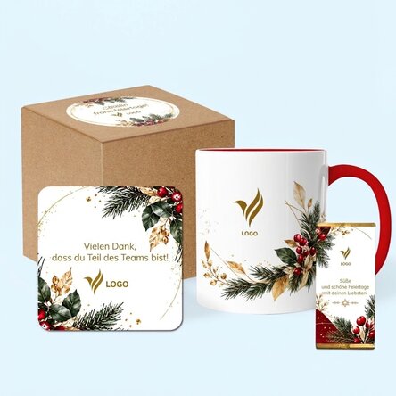 Personalisiertes Weihnachtsgeschenkset mit Logo und Text – Festlich