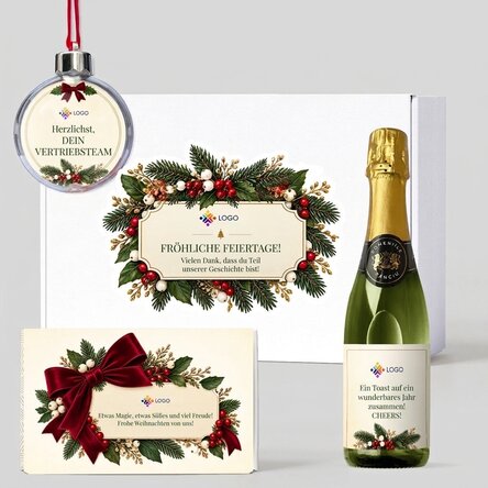 Geschenkbox – „Christmas Time“ mit individuell gestalteten Produkten mit Logo und Botschaft