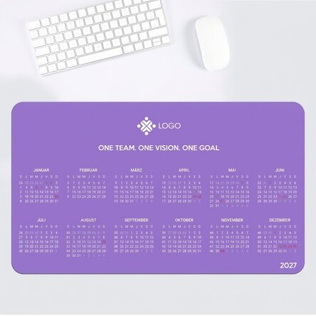 Individuell gestaltetes XXL-Mauspad mit Kalender, Botschaft und Logo