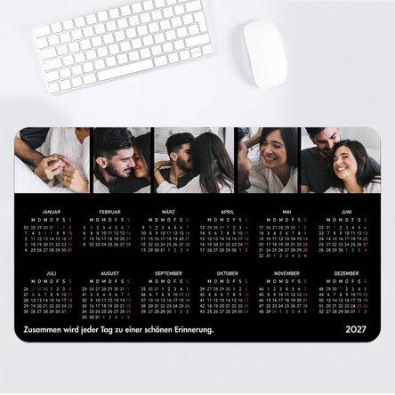 Individuell gestaltetes XXL-Mauspad mit Kalender, 5 Fotos und einer Botschaft