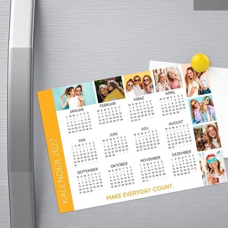 Personalisierter Magnetkalender mit 8 Fotos und einer Botschaft