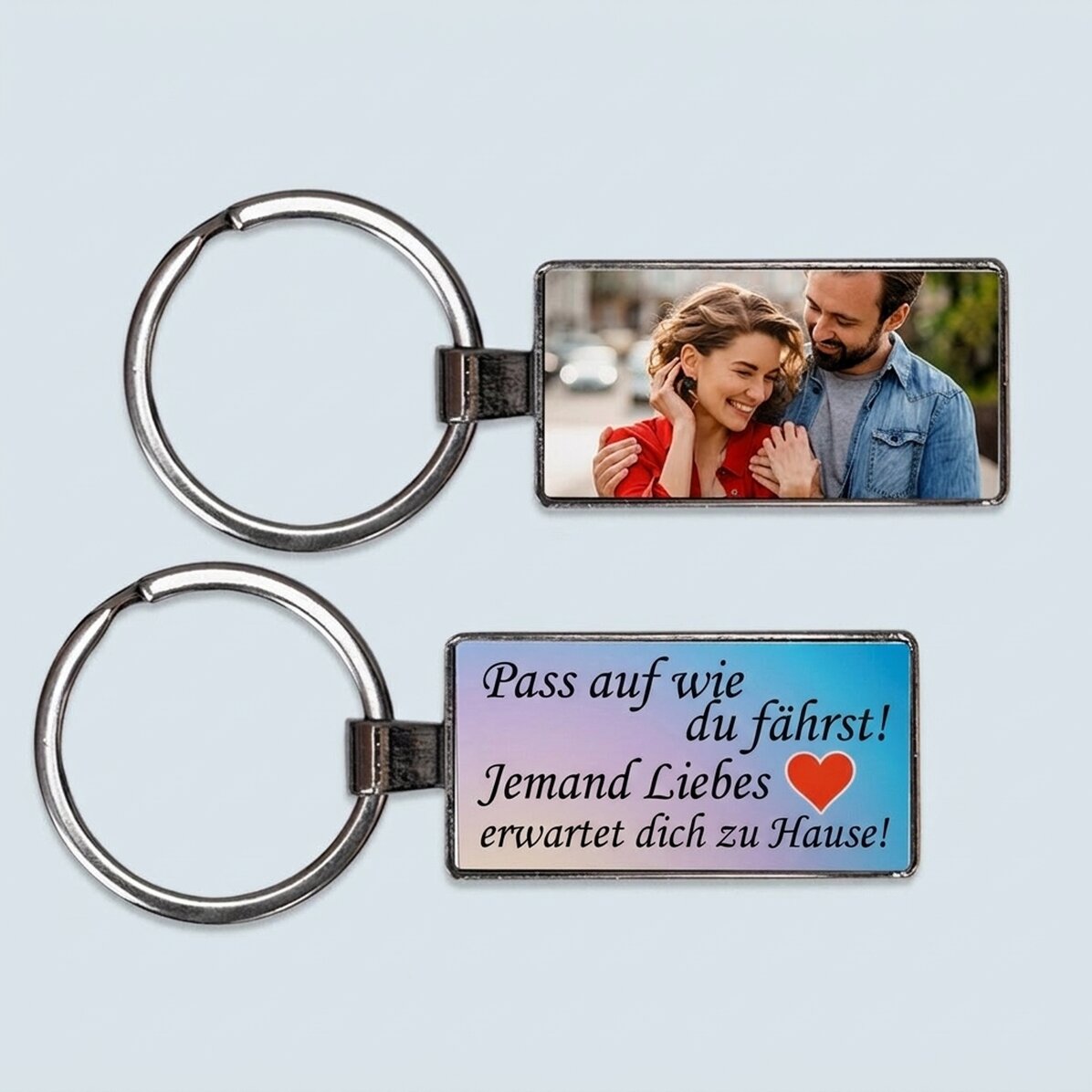 Personalisierter Schlüsselanhänger mit Foto und Text