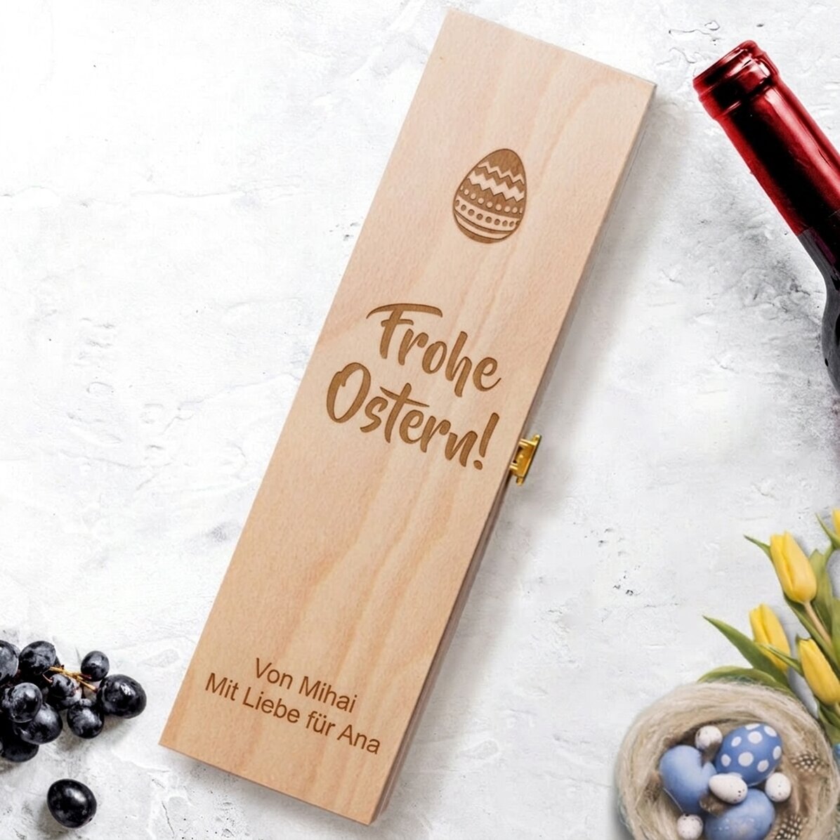 Personalisierte Weinkiste – Frohe Ostern