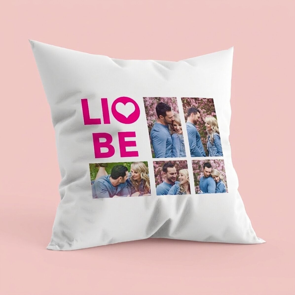 Personalisiertes Kissen mit 5 Fotos – Modell „Love“